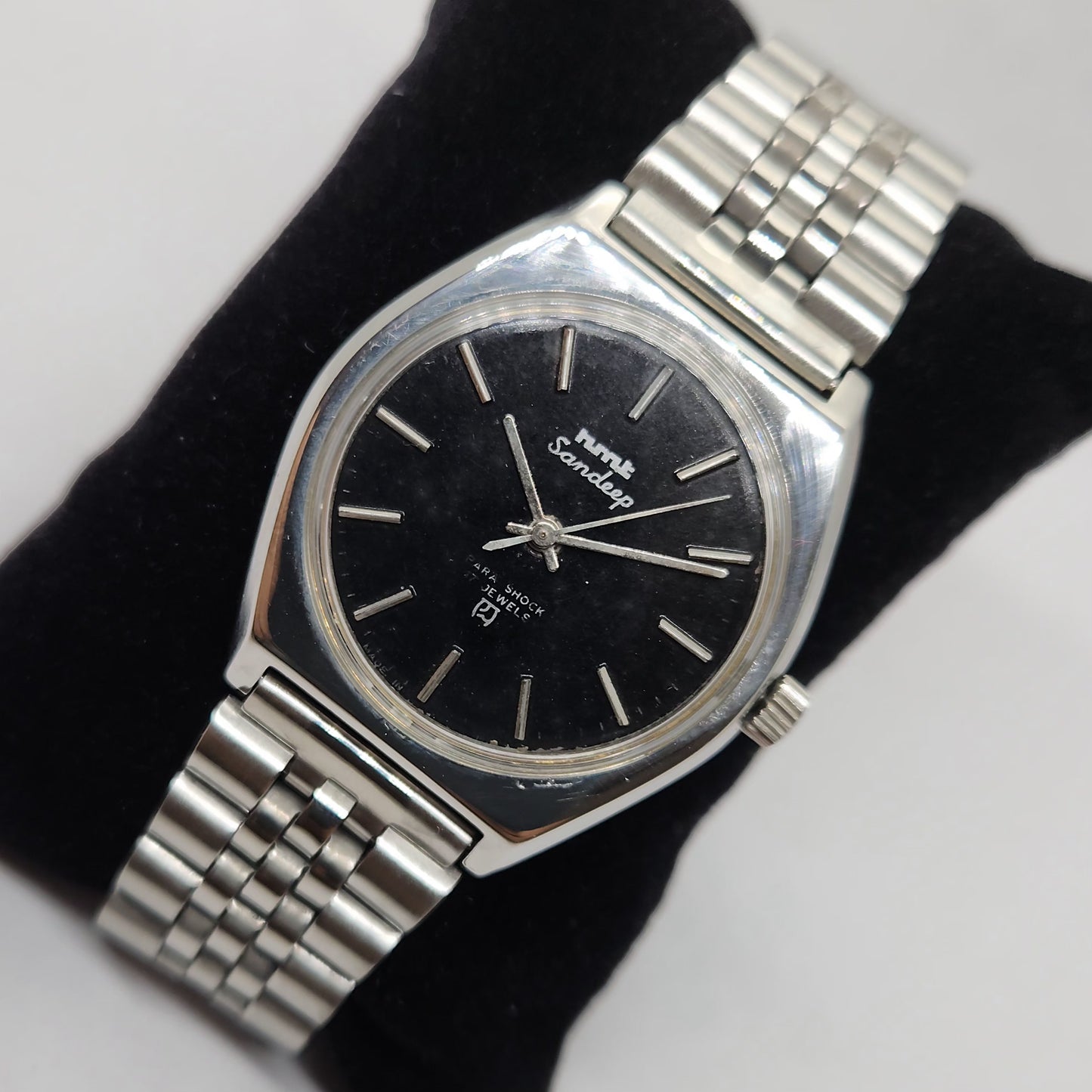 Vintage Original HMT Sandeep Hand Winding 17 Jewels Black Face Men's Wrist Watch OG288