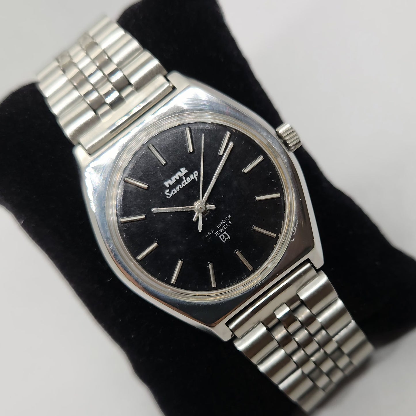 Vintage Original HMT Sandeep Hand Winding 17 Jewels Black Face Men's Wrist Watch OG288