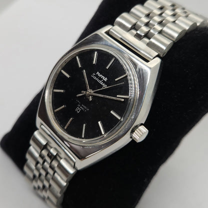 Vintage Original HMT Sandeep Hand Winding 17 Jewels Black Face Men's Wrist Watch OG288