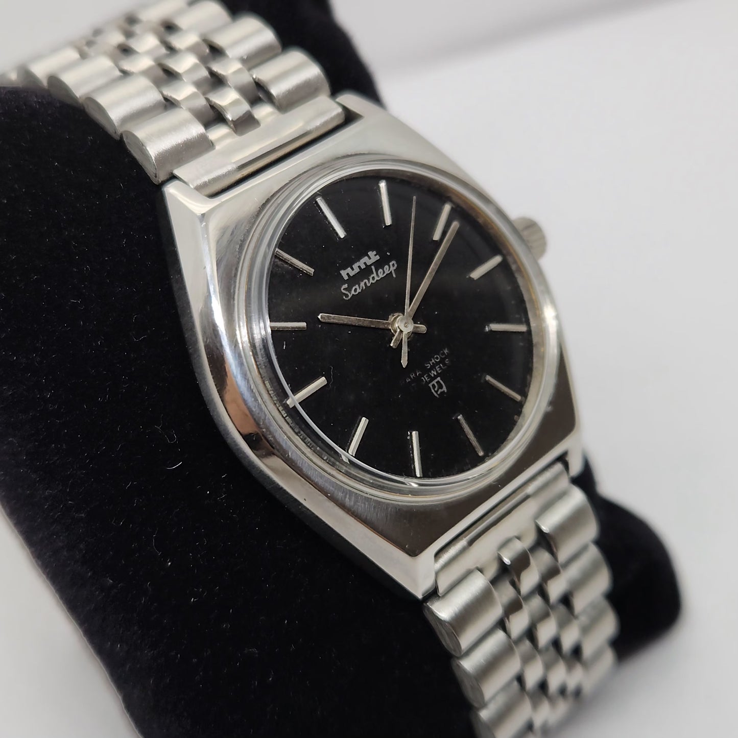Vintage Original HMT Sandeep Hand Winding 17 Jewels Black Face Men's Wrist Watch OG288