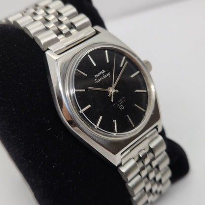Vintage Original HMT Sandeep Hand Winding 17 Jewels Black Face Men's Wrist Watch OG288