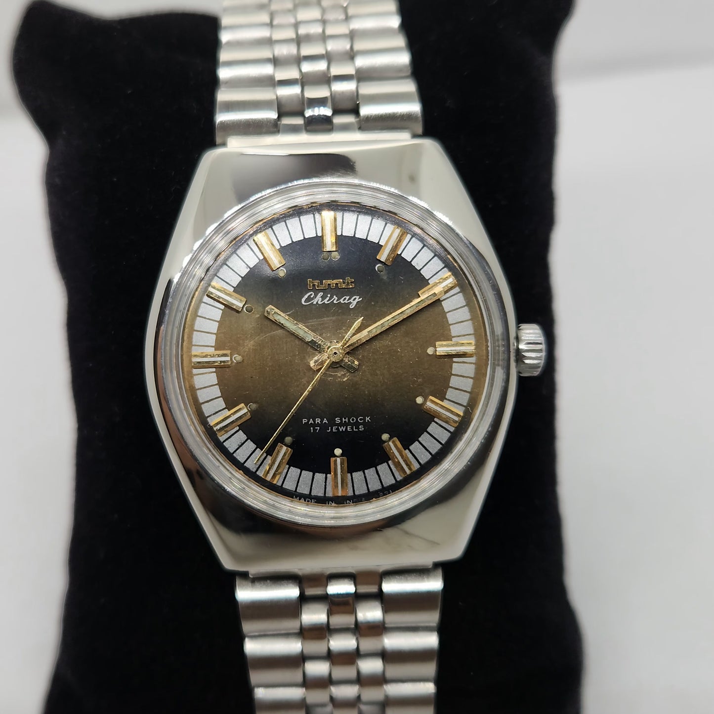 Vintage Original HMT Chirag Hand Winding 17 Jewels Brown Face Men's Wrist Watch OG289