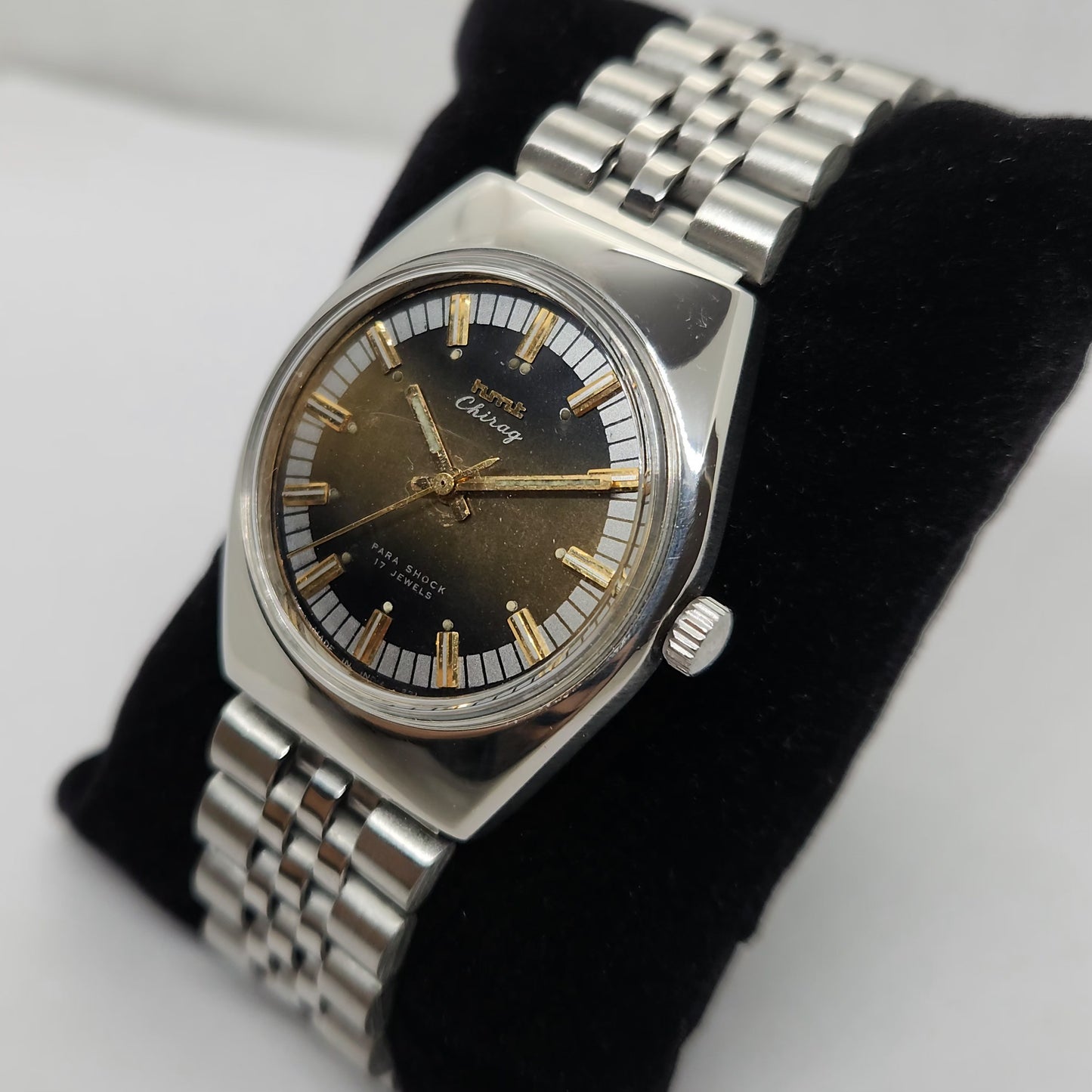 Vintage Original HMT Chirag Hand Winding 17 Jewels Brown Face Men's Wrist Watch OG289