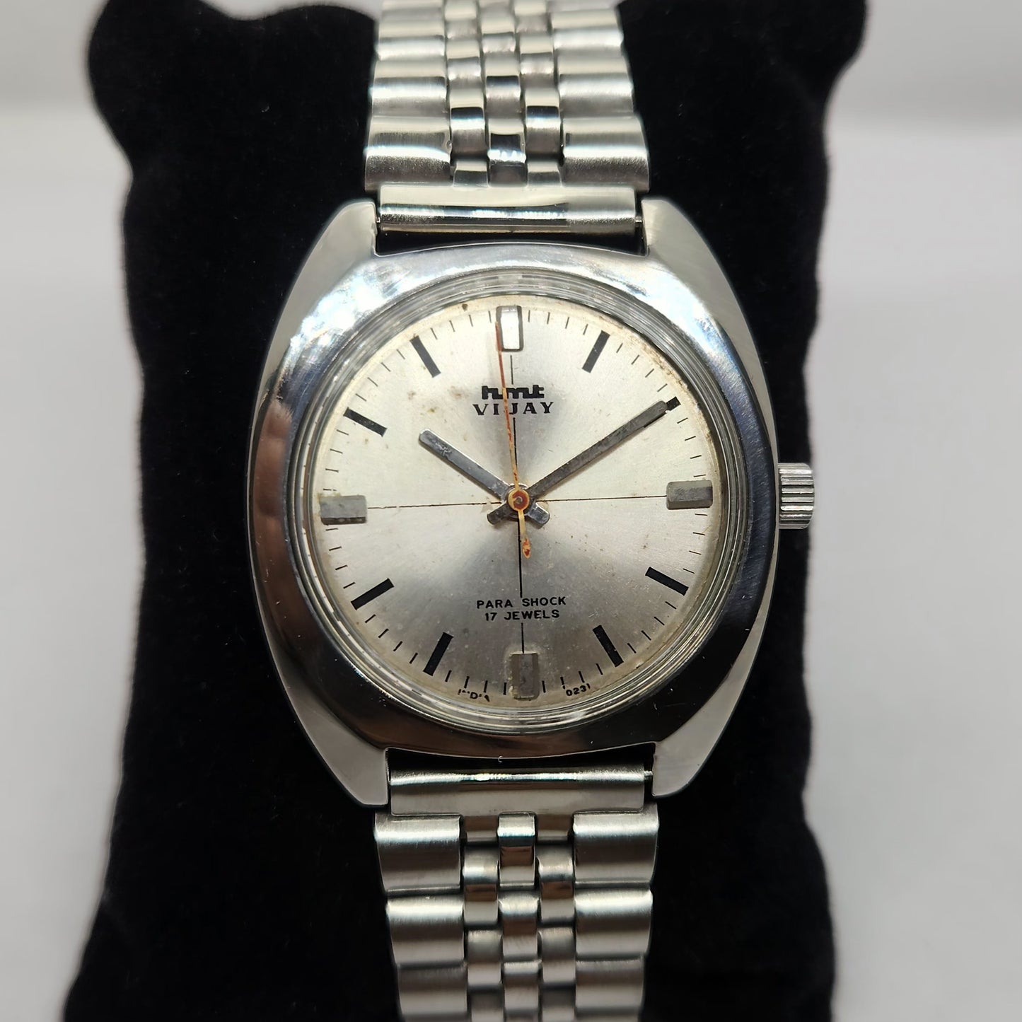 Vintage Original HMT Vijay Hand Winding 17 Jewels Silver Face Men's Wrist Watch OG290