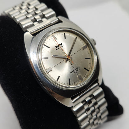 Vintage Original HMT Vijay Hand Winding 17 Jewels Silver Face Men's Wrist Watch OG290