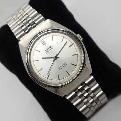 Vintage Original HMT Trisul Hand Winding 17 Jewels Silver Face Men's Wrist Watch OG291