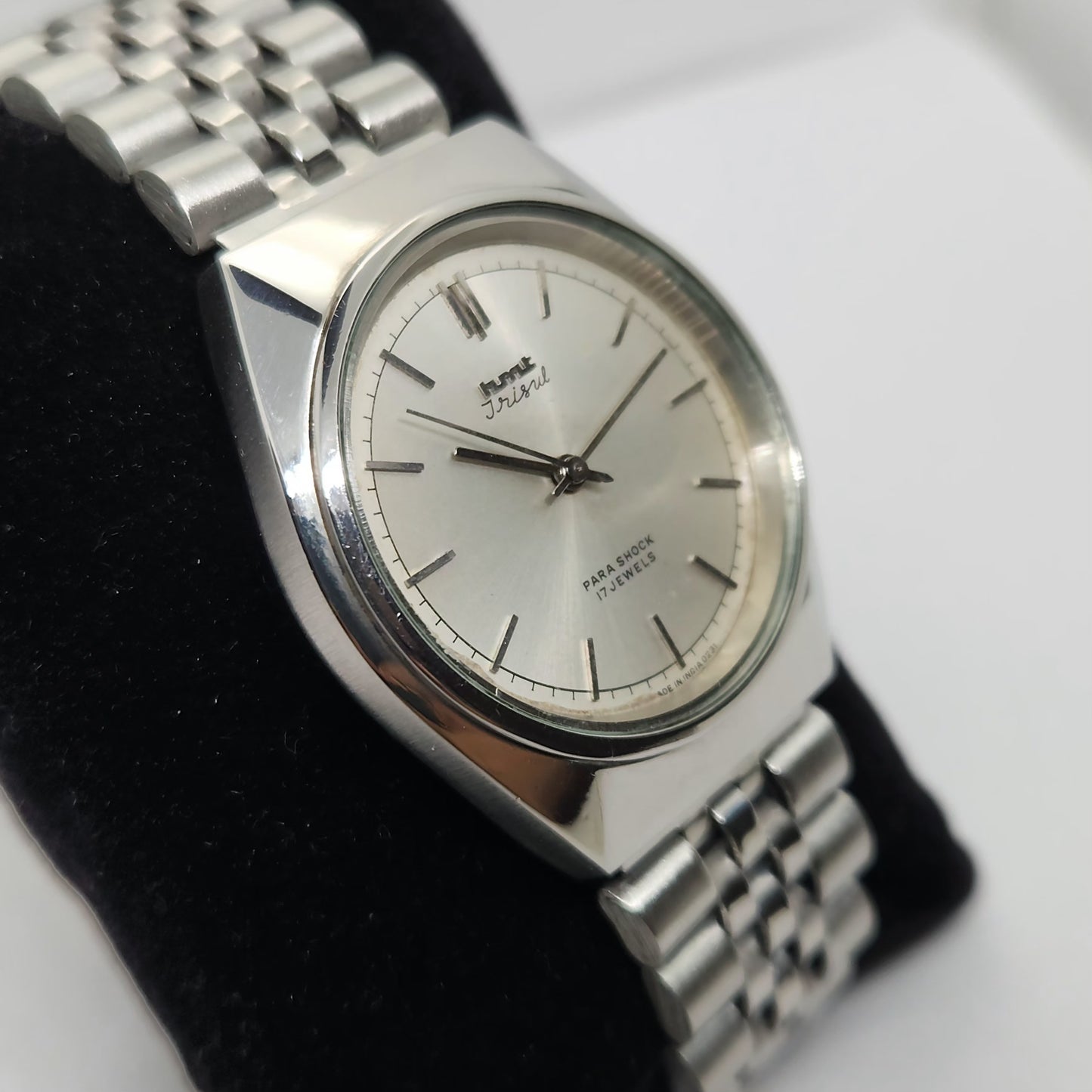 Vintage Original HMT Trisul Hand Winding 17 Jewels Silver Face Men's Wrist Watch OG291