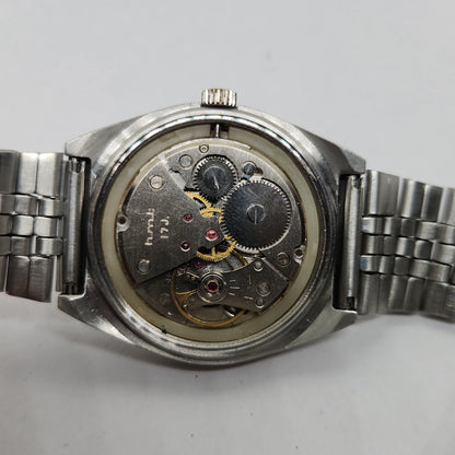 Vintage Original HMT Trisul Hand Winding 17 Jewels Silver Face Men's Wrist Watch OG291