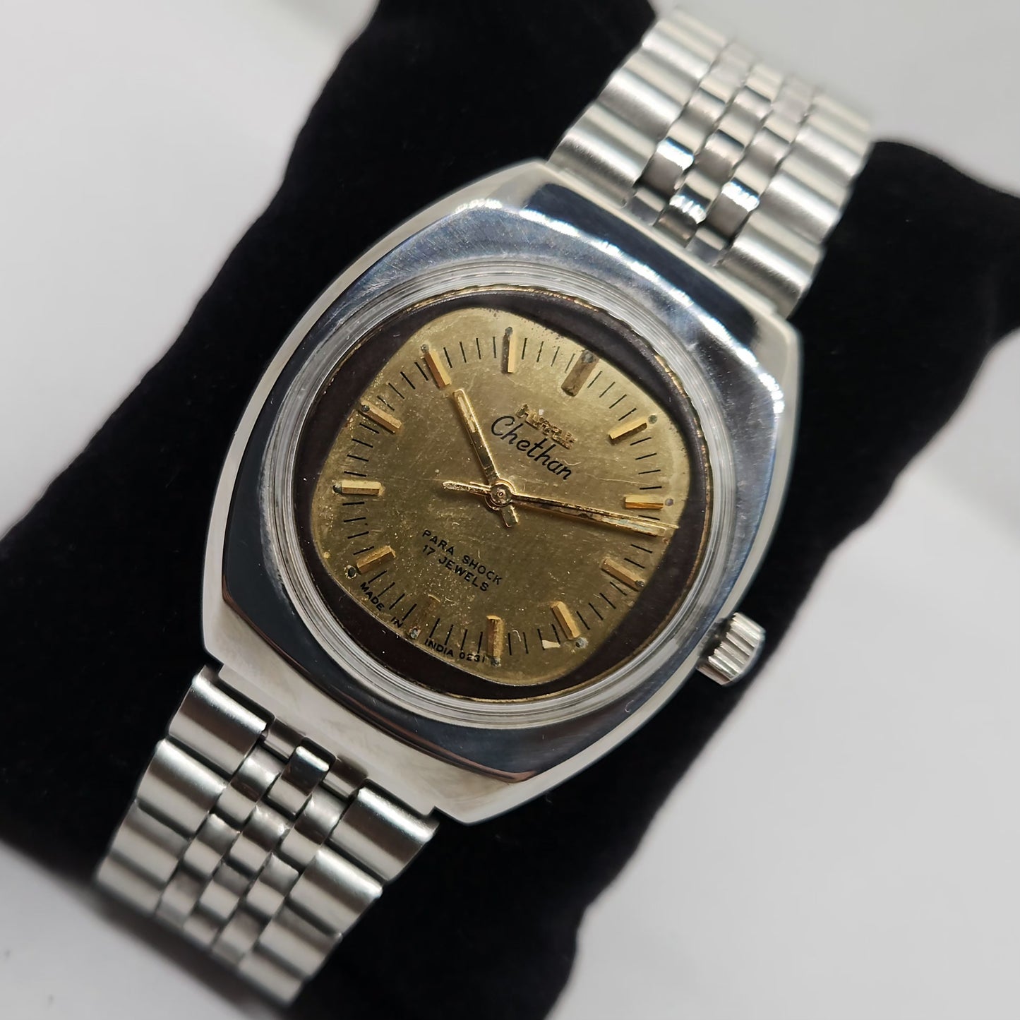 Vintage Original HMT Chethan Hand Winding 17 Jewels Gold Face Men's Wrist Watch OG292