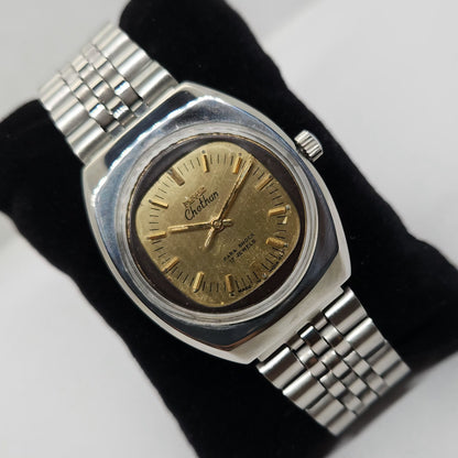 Vintage Original HMT Chethan Hand Winding 17 Jewels Gold Face Men's Wrist Watch OG292
