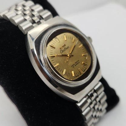 Vintage Original HMT Chethan Hand Winding 17 Jewels Gold Face Men's Wrist Watch OG292