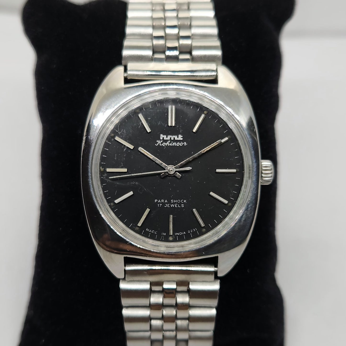 Vintage Original HMT Kohinoor Hand Winding 17 Jewels black Face Men's Wrist Watch OG293
