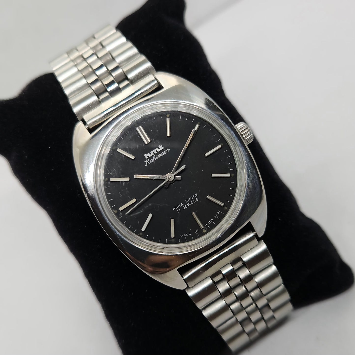 Vintage Original HMT Kohinoor Hand Winding 17 Jewels black Face Men's Wrist Watch OG293