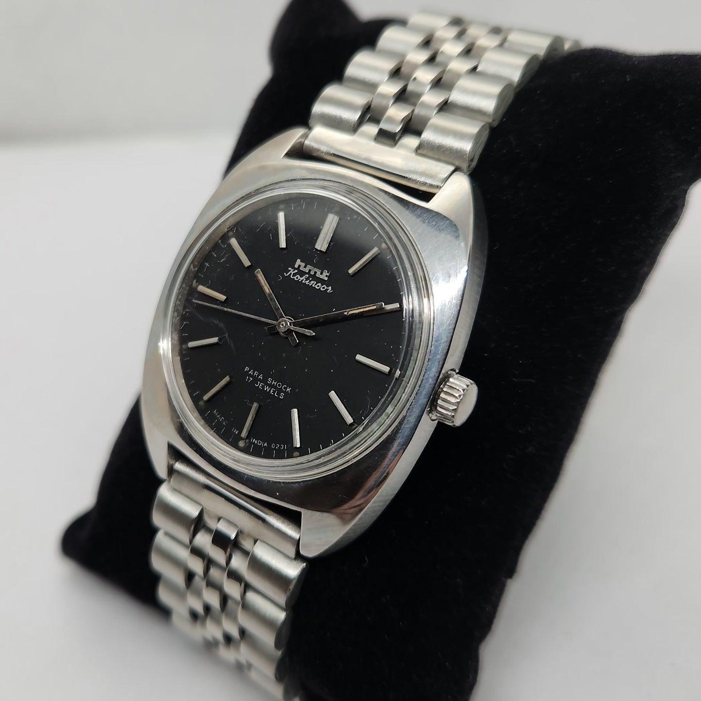 Vintage Original HMT Kohinoor Hand Winding 17 Jewels black Face Men's Wrist Watch OG293