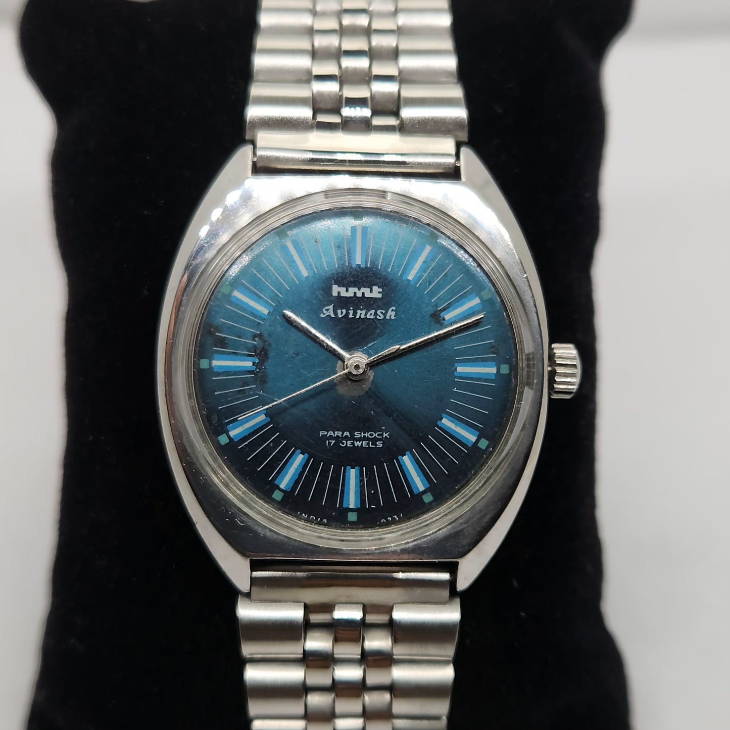Vintage Original HMT Avinash Hand Winding 17 Jewels Bluye Face Men's Wrist Watch OG294