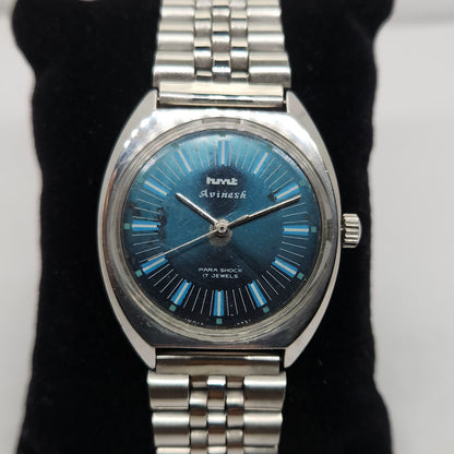 Vintage Original HMT Avinash Hand Winding 17 Jewels Bluye Face Men's Wrist Watch OG294