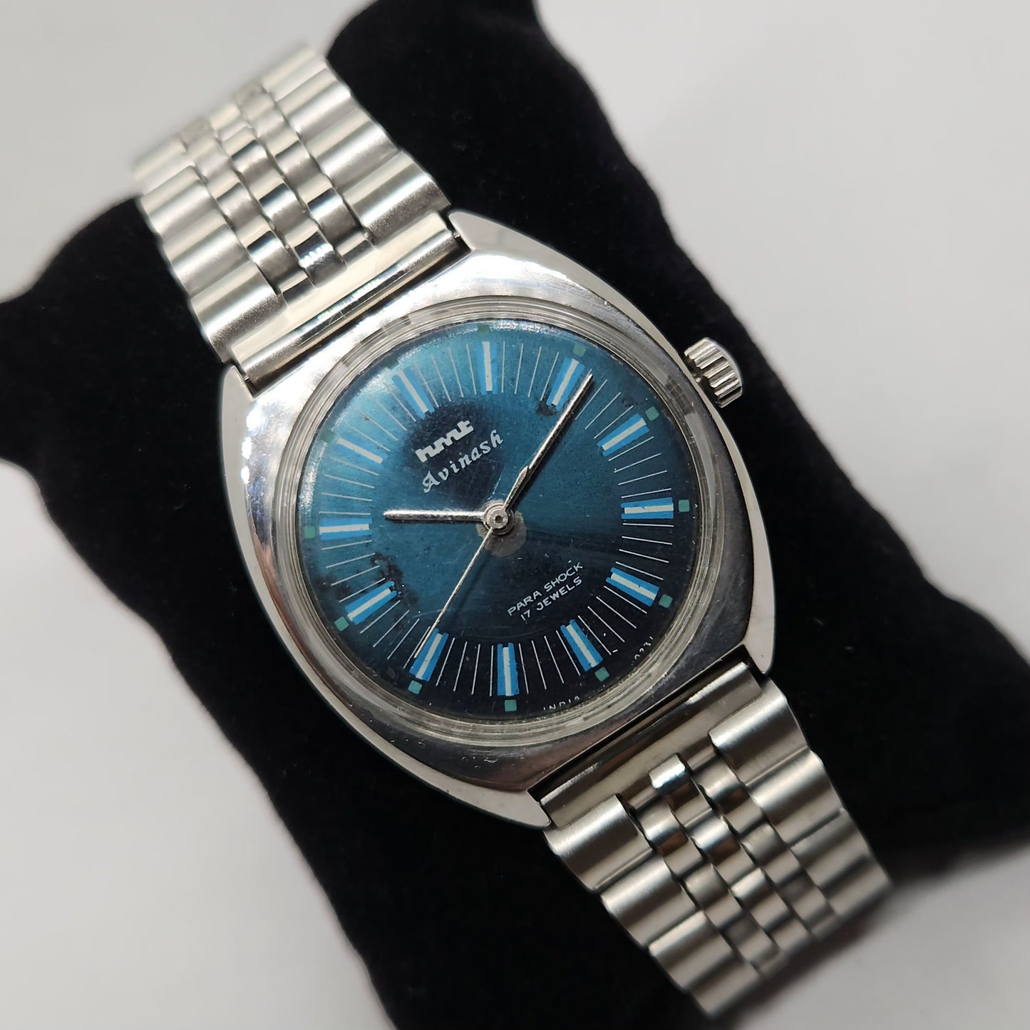 Vintage Original HMT Avinash Hand Winding 17 Jewels Bluye Face Men's Wrist Watch OG294