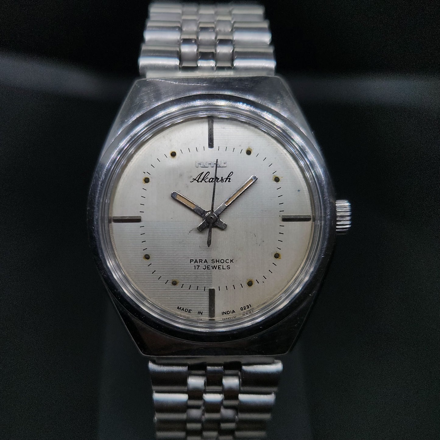 Vintage Original HMT Akarsh Hand Winding 17 Jewels Silver Face Men's Wrist Watch OG295
