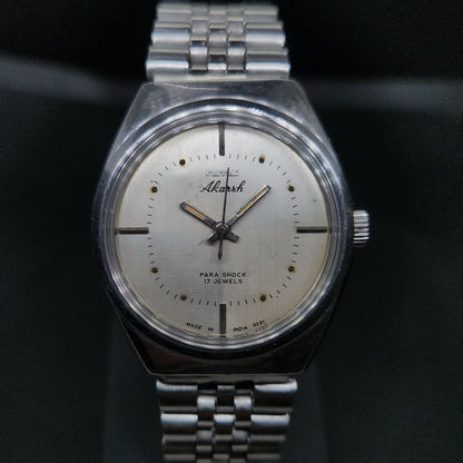 Vintage Original HMT Akarsh Hand Winding 17 Jewels Silver Face Men's Wrist Watch OG295