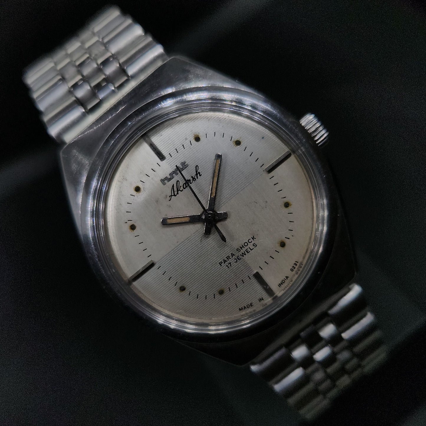 Vintage Original HMT Akarsh Hand Winding 17 Jewels Silver Face Men's Wrist Watch OG295