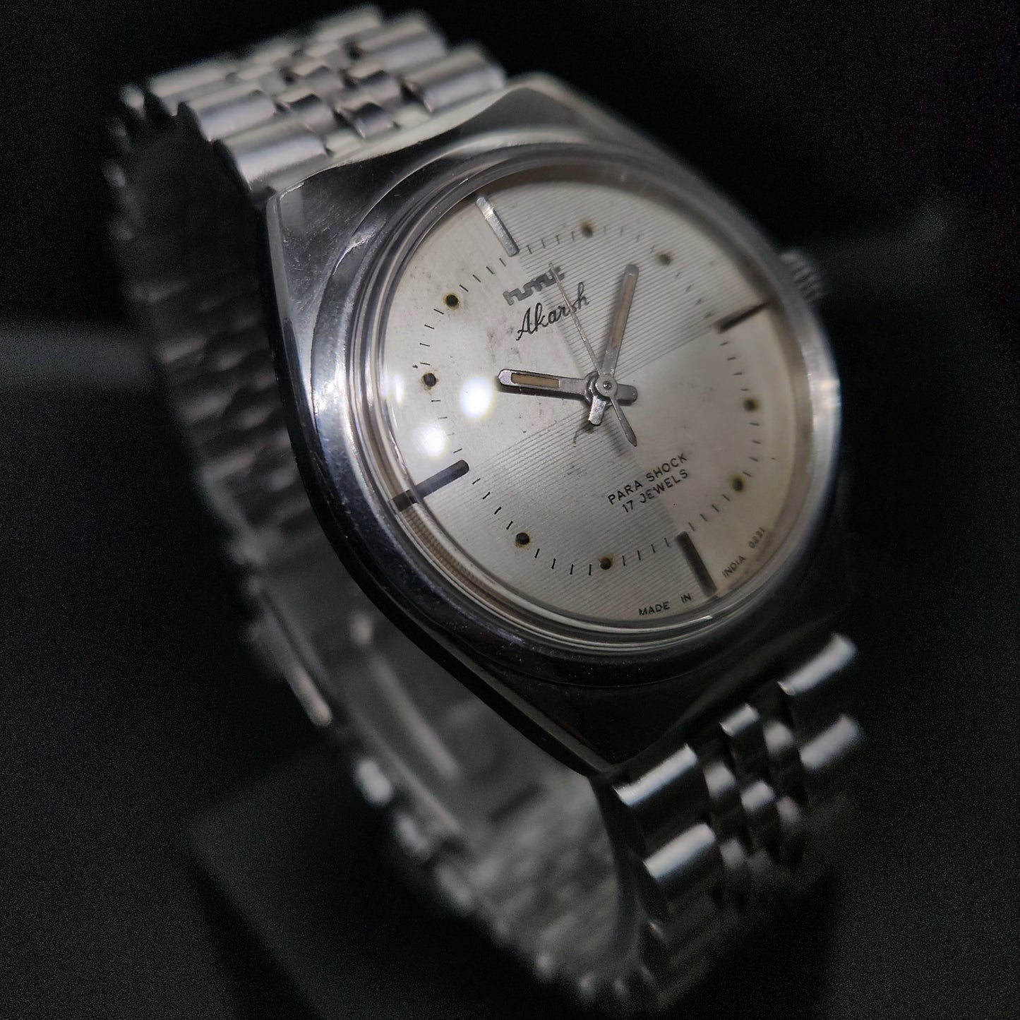 Vintage Original HMT Akarsh Hand Winding 17 Jewels Silver Face Men's Wrist Watch OG295