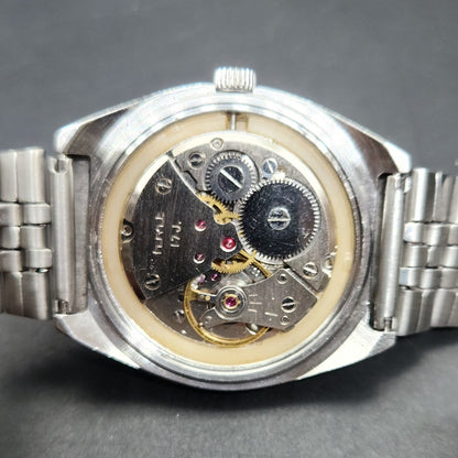Vintage Original HMT Akarsh Hand Winding 17 Jewels Silver Face Men's Wrist Watch OG295