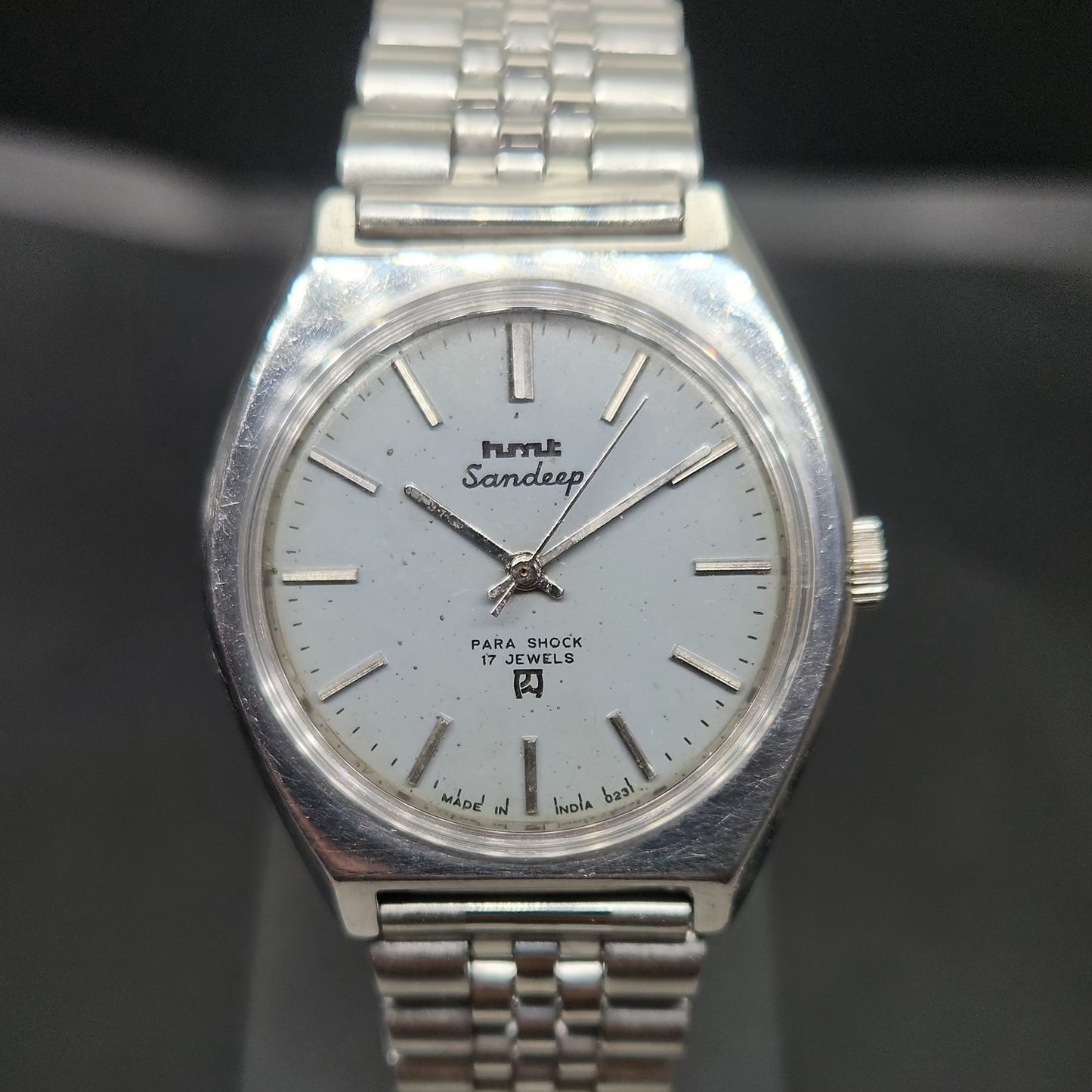 Vintage Original HMT Sandeep Hand Winding 17 Jewels Grey Face Men's Wrist Watch OG297