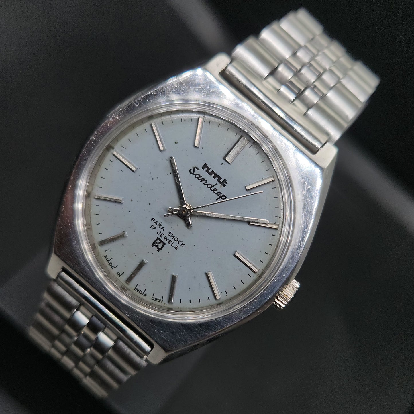 Vintage Original HMT Sandeep Hand Winding 17 Jewels Grey Face Men's Wrist Watch OG297