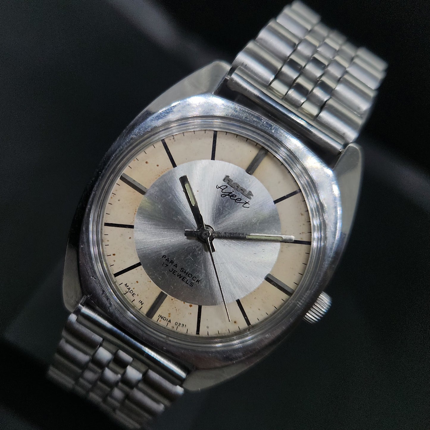 Vintage Original HMT Ajeet Hand Winding 17 Jewels Silver Face Men's Wrist Watch OG299
