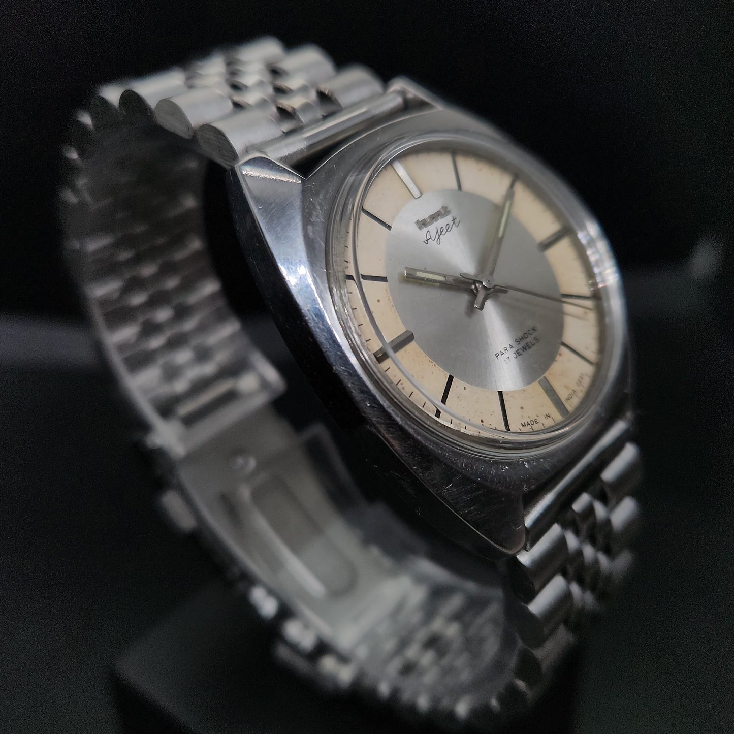 Vintage Original HMT Ajeet Hand Winding 17 Jewels Silver Face Men's Wrist Watch OG299