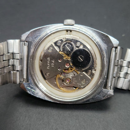 Vintage Original HMT Ajeet Hand Winding 17 Jewels Silver Face Men's Wrist Watch OG299