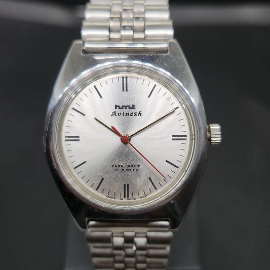 Vintage Original HMT Avinash Hand Winding 17 Jewels Silver Face Men's Wrist Watch OG301