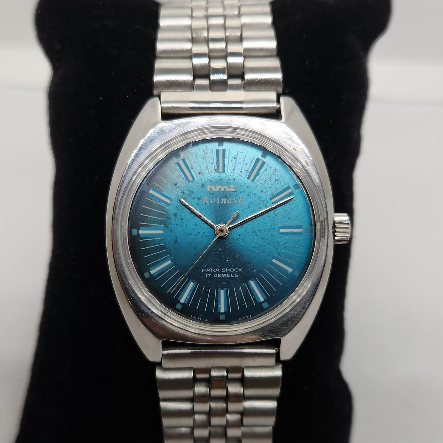 Vintage Original HMT Avinash Hand Winding 17 Jewels Blue Face Men's Wrist Watch OG302