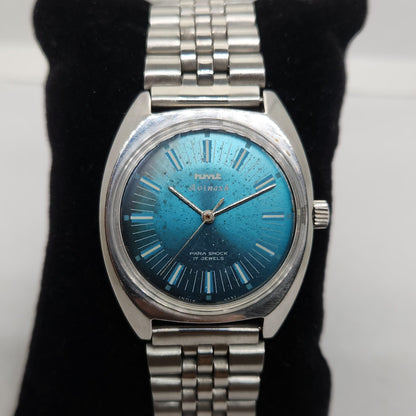 Vintage Original HMT Avinash Hand Winding 17 Jewels Blue Face Men's Wrist Watch OG302