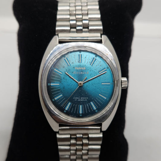 Vintage Original HMT Avinash Hand Winding 17 Jewels Blue Face Men's Wrist Watch OG302