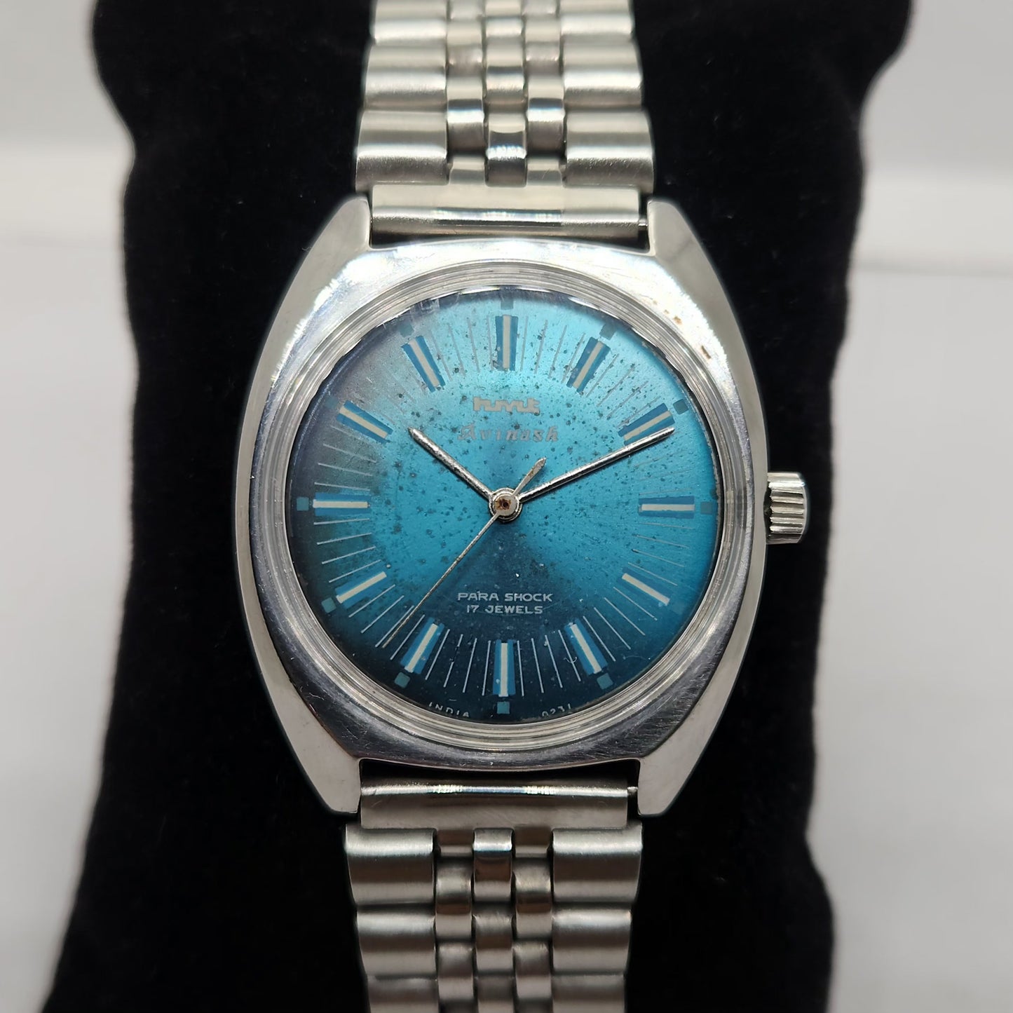 Vintage Original HMT Avinash Hand Winding 17 Jewels Blue Face Men's Wrist Watch OG302