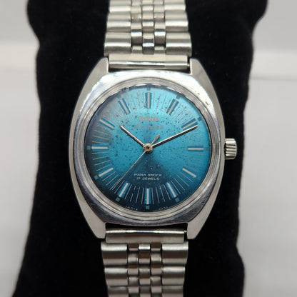 Vintage Original HMT Avinash Hand Winding 17 Jewels Blue Face Men's Wrist Watch OG302
