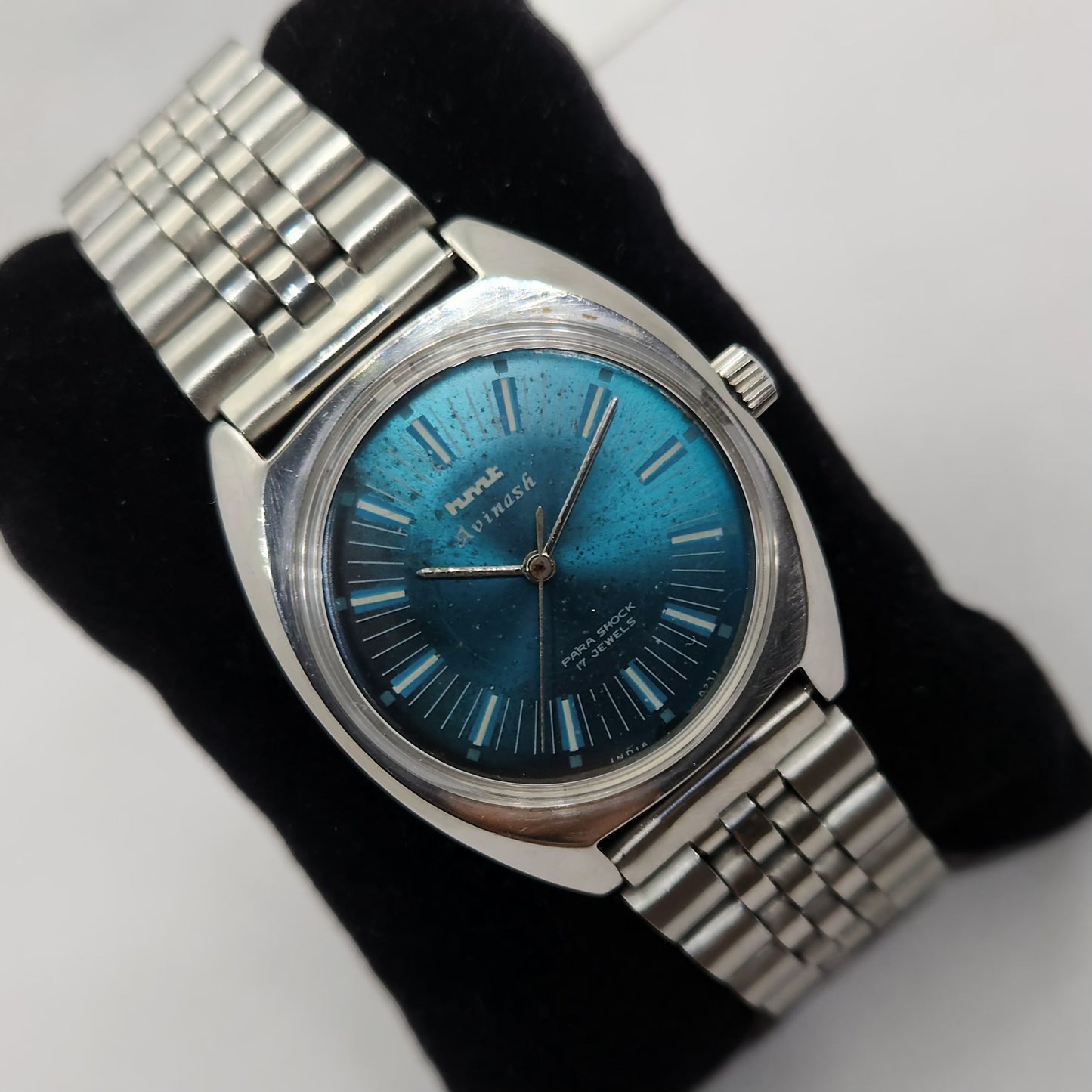 Vintage Original HMT Avinash Hand Winding 17 Jewels Blue Face Men's Wrist Watch OG302