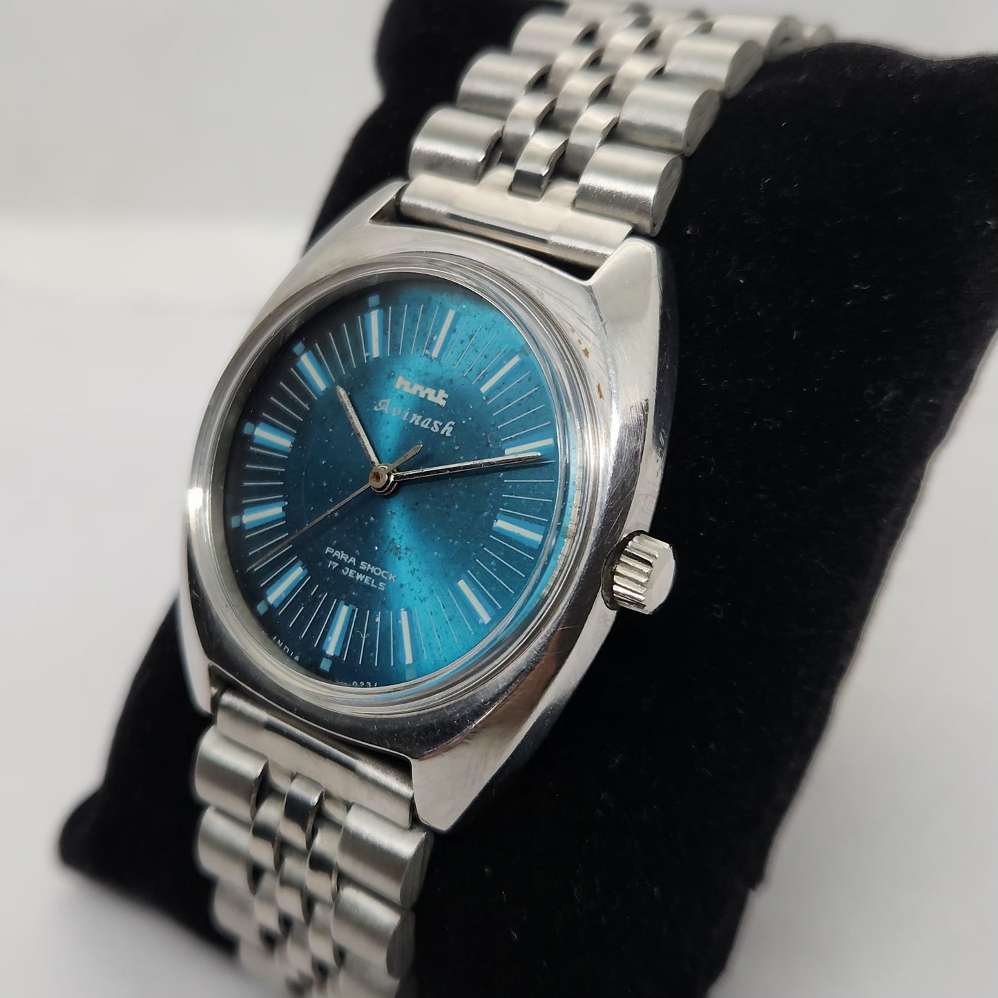 Vintage Original HMT Avinash Hand Winding 17 Jewels Blue Face Men's Wrist Watch OG302