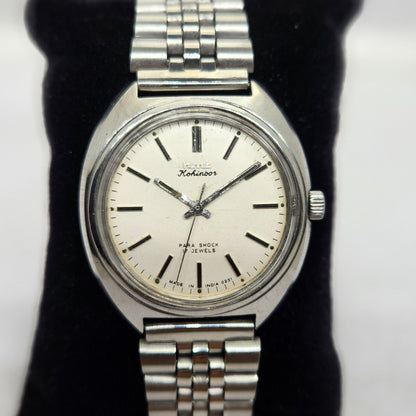 Vintage Original HMT Kohinoor Hand Winding 17 Jewels Off White Face Men's Wrist Watch OG305