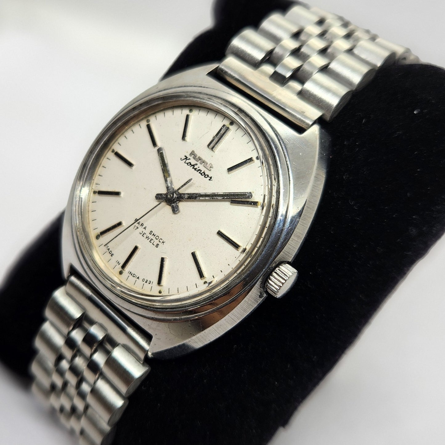 Vintage Original HMT Kohinoor Hand Winding 17 Jewels Off White Face Men's Wrist Watch OG305