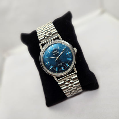 Vintage Original HMT Avinash Hand Winding 17 Jewels Blue Face Men's Wrist Watch OG307