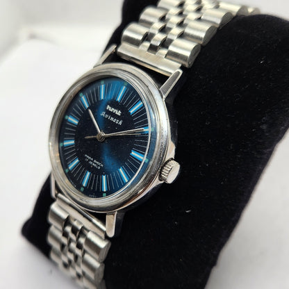 Vintage Original HMT Avinash Hand Winding 17 Jewels Blue Face Men's Wrist Watch OG307