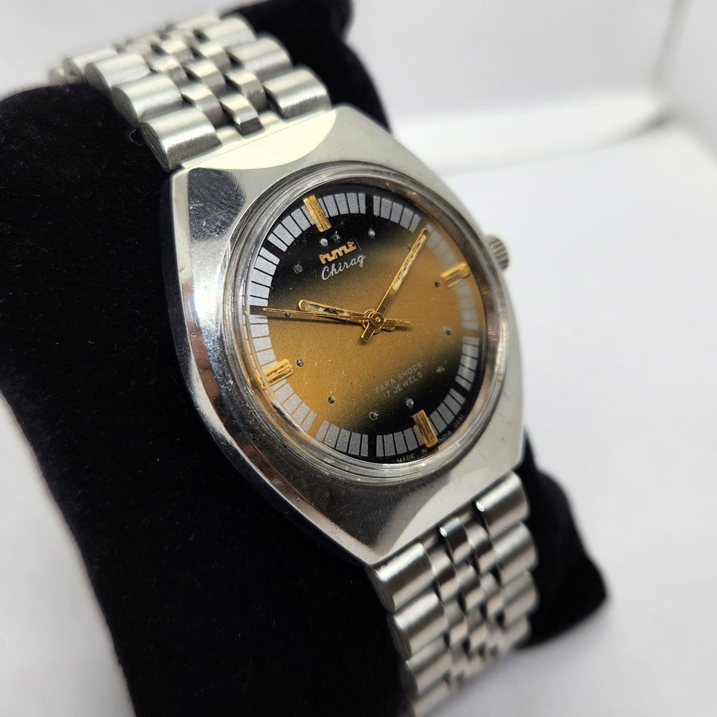 Vintage Original HMT Chirag Hand Winding 17 Jewels Gold Face Men's Wrist Watch OG308