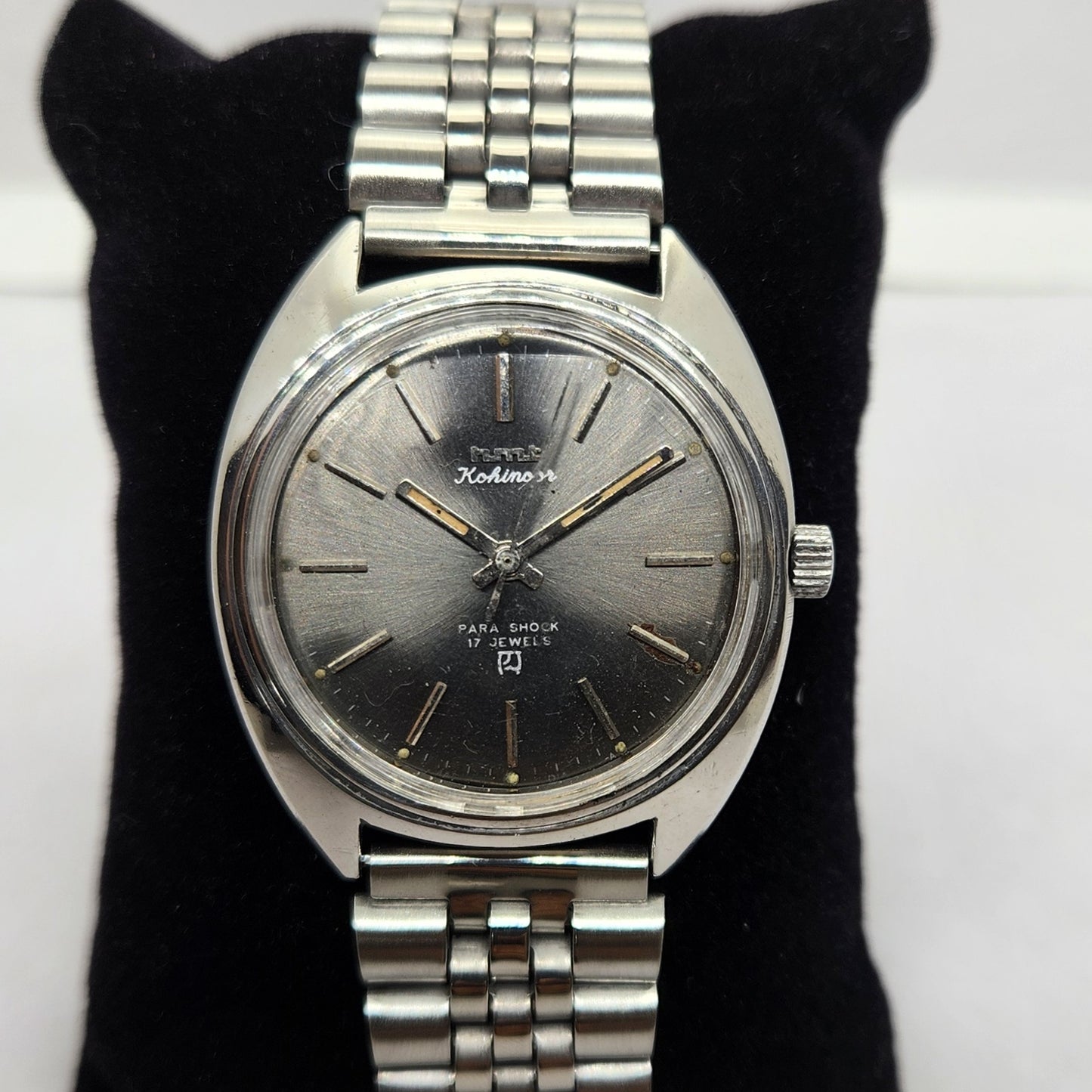 Vintage Original HMT Kohinoor Hand Winding 17 Jewels Black Face Men's Wrist Watch OG309