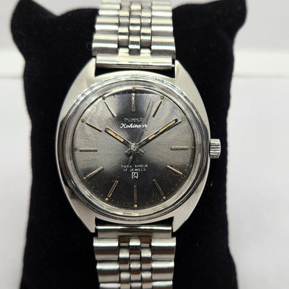 Vintage Original HMT Kohinoor Hand Winding 17 Jewels Black Face Men's Wrist Watch OG309