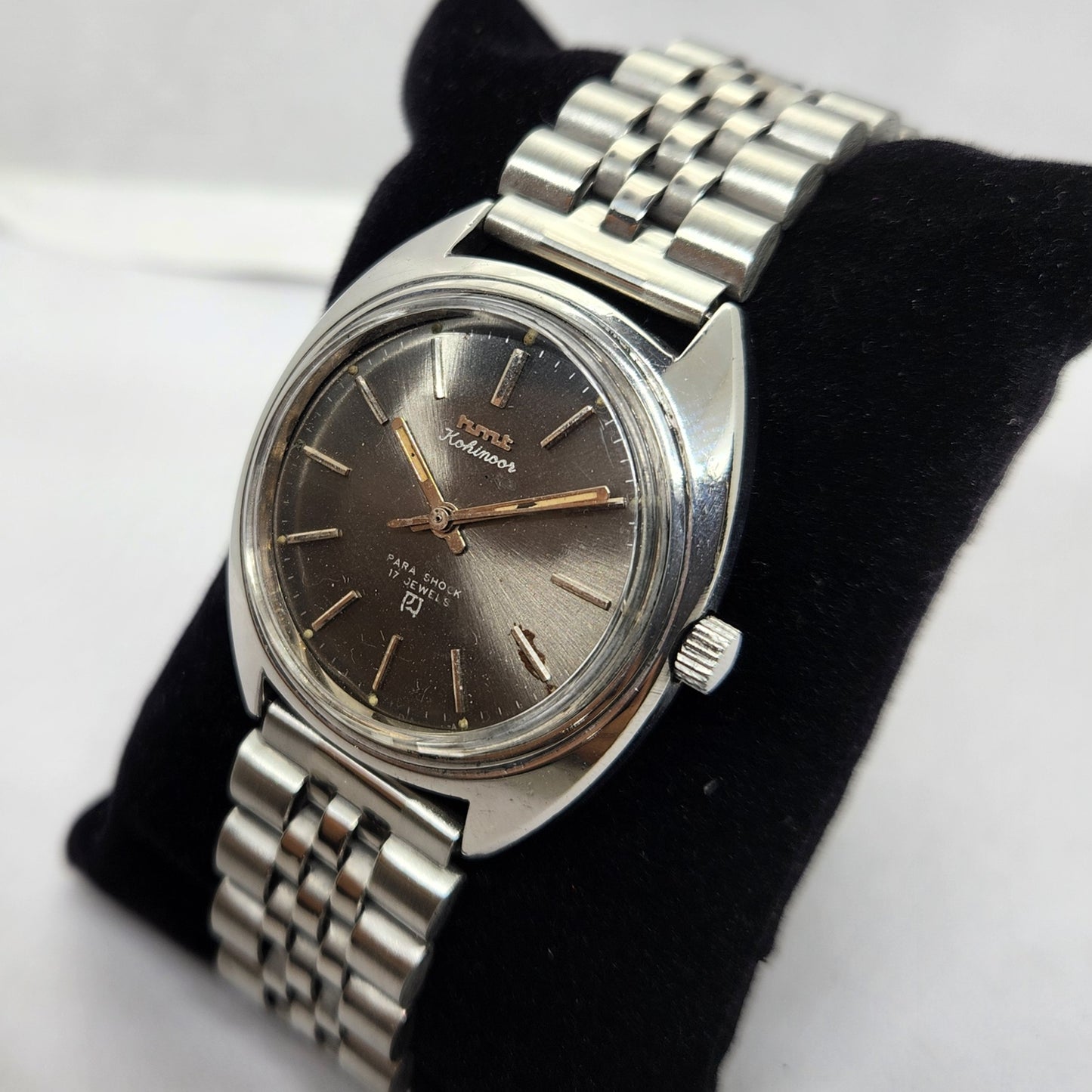 Vintage Original HMT Kohinoor Hand Winding 17 Jewels Black Face Men's Wrist Watch OG309
