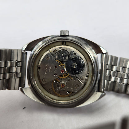 Vintage Original HMT Kohinoor Hand Winding 17 Jewels Black Face Men's Wrist Watch OG309