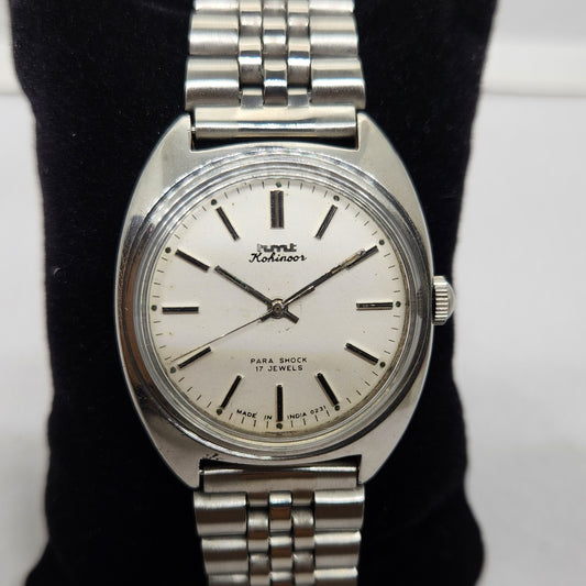 Vintage Original HMT Kohinoor Hand Winding 17 Jewels White Face Men's Wrist Watch OG310