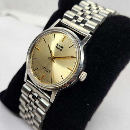 Vintage Original HMT Akash Hand Winding 17 Jewels Gold Face Men's Wrist Watch OG311
